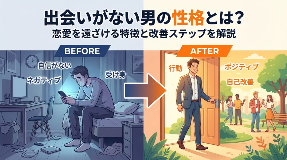 出会いがない男の性格とは？恋愛を遠ざける特徴と改善ステップを解説