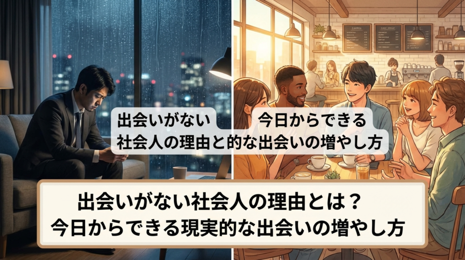出会いがない社会人の理由とは？今日からできる現実的な出会いの増やし方