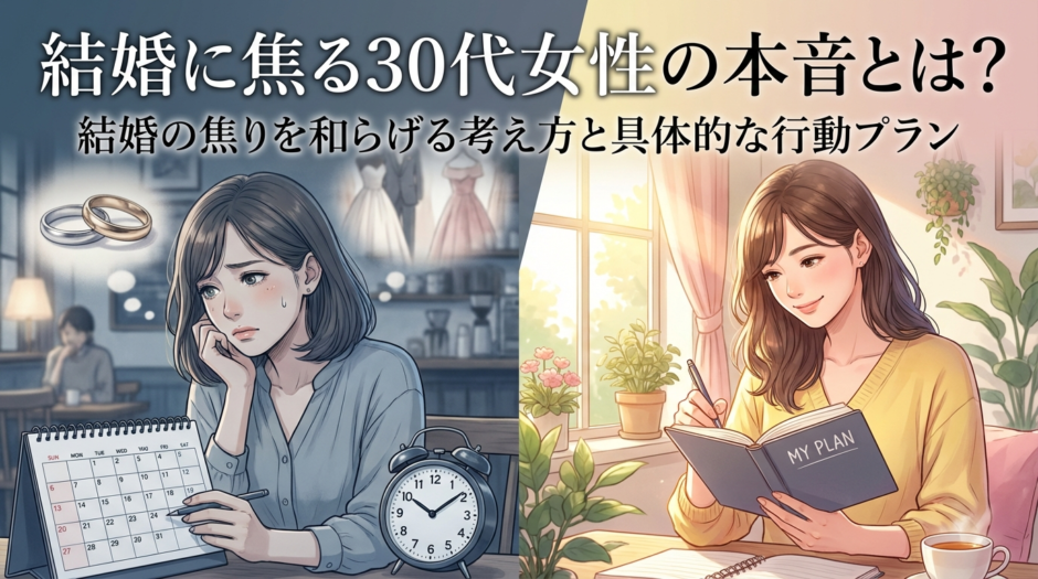 結婚に焦る30代女性の本音とは？結婚の焦りを和らげる考え方と具体的な行動プラン
