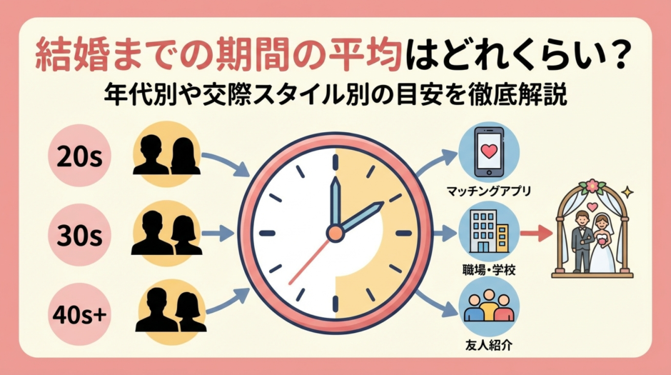 結婚までの期間の平均はどれくらい？年代別や交際スタイル別の目安を徹底解説