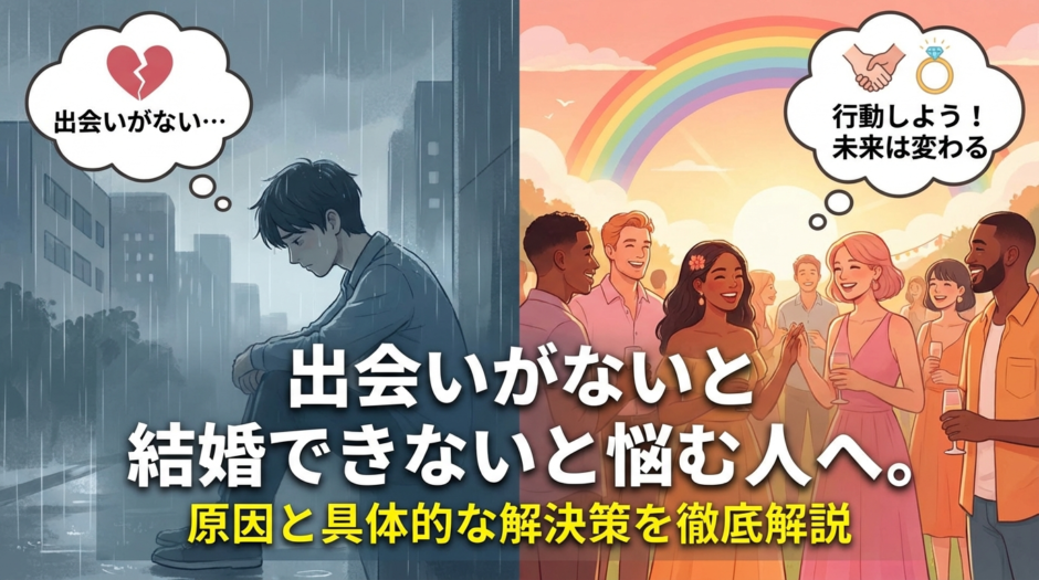 出会いがないと結婚できないと悩む人へ。原因と具体的な解決策を徹底解説