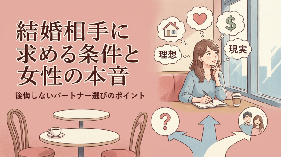結婚相手に求める条件と女性の本音とは？後悔しないパートナー選びのポイントを解説